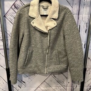 Old Navy Gray Teddy Jacket with Cream Collar